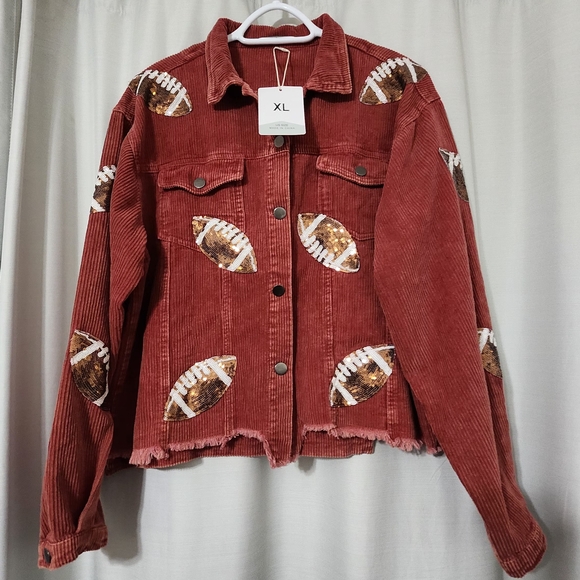 Jackets & Blazers - Corduroy Jacket with Sequin Footballs